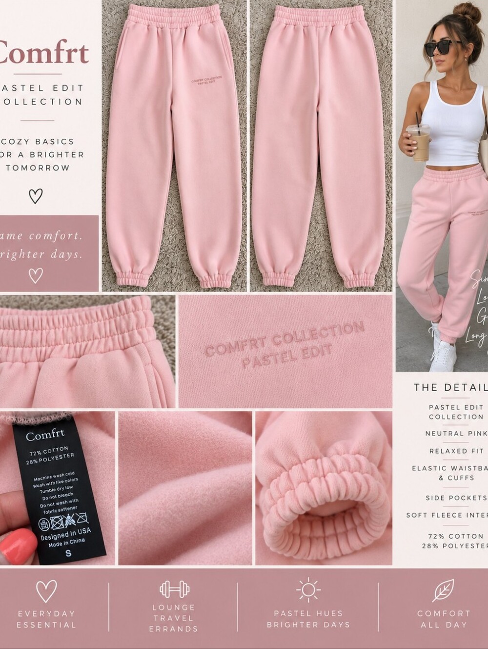 ✨ COMFRT PASTEL EDIT SWEATPANTS – PINK ✨